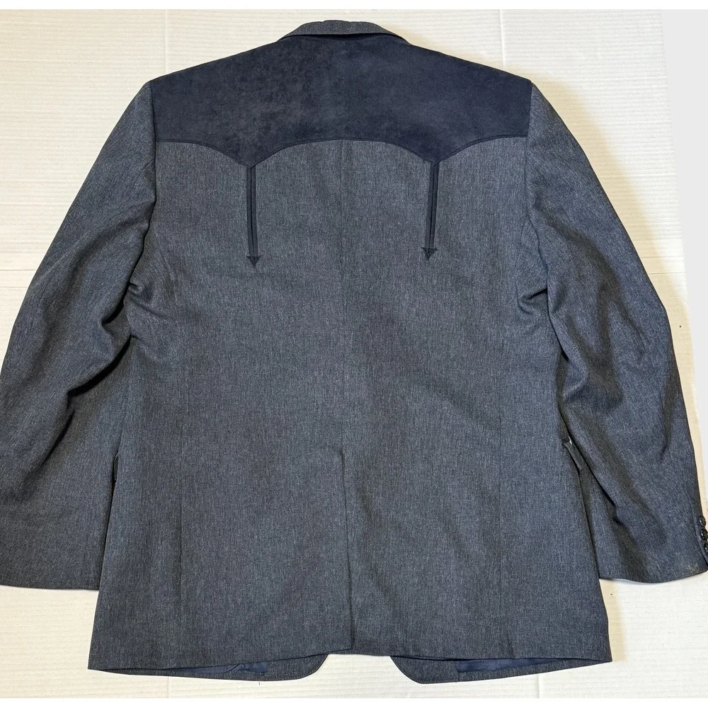 CIRCLE S Dallas Texas - Men's VTG Western Blazer Jacket Gray Suede Yoke USA -48L